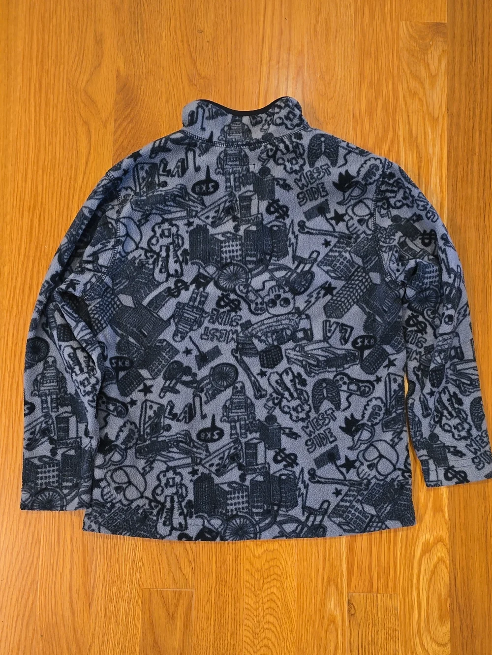 Old Navy Boys' Gray And Black Graphic Fleece Quarter-Zip Pullover Size XS